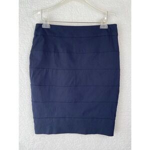 D.F.A. New York Navy Blue Tiered Banded Pencil Skirt Size 10 Office Professional